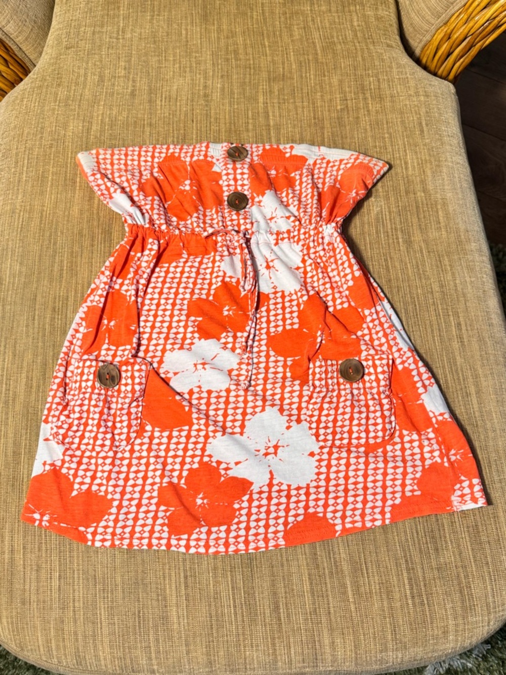Roxy Y2K Strapless Orange Floral Top